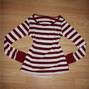 Striped Red and White Long Sleeve Top